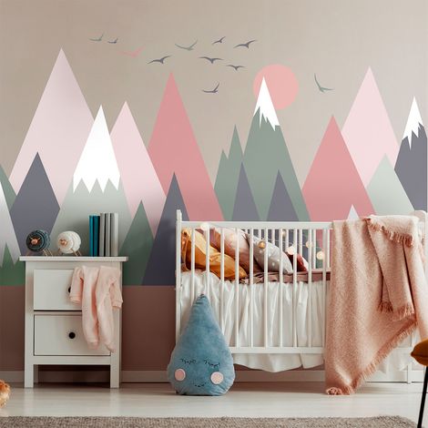 Stickers muraux enfants - Décoration chambre bébé - Autocollant Sticker mural géant enfant montagnes scandinaves ODEKA - 40x60cm (1/5)