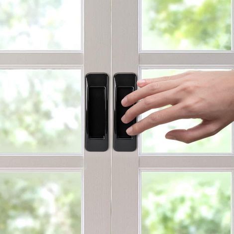 Selbstklebende Schiebetürgriffe mit doppelseitigem Klebeband für Schränke, Fenster, Kühlschränke, Möbel, Schubladen, Glastüren (schwarz, 6 Stück) (1/4)