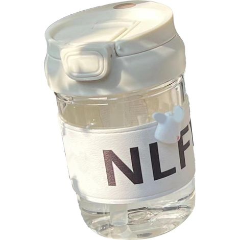 420-ml-Wasserbecher aus Kunststoff mit Deckel, Strohhalm-Becherhülle, Hundemotiv, tragbarer Wasserbecher für Fitnessstudio, Wandern, Spazierengehen, Outdoor-Sportarten, Weiß (1/5)