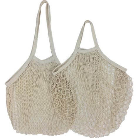 Sac En Filet Coton Réutilisable - Pour Fruits Légumes Épicerie Plage Jouets - Poignées Longues Et Courtes - 2 Pièces (1/5)