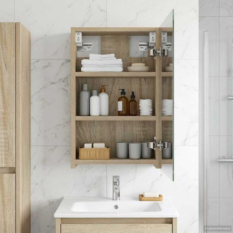 vidaXL Mobiletto per specchio da bagno Rovere Sonoma 30 x 10,5 x