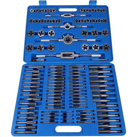 110Pcs/Set Heavy Duty Hand Tool Kit Tap and Die Set for M2-M18 Nuts and Screws with Wrench Handle MUMU (1/4)