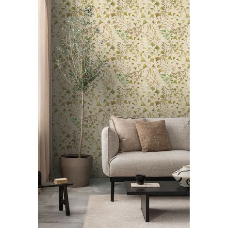 Papier peint intissé Marron, Crème, Vert - 10,05 x 0,53 m (1/5)