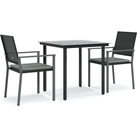 Maison Exclusive - 3-tlg. Garten-Essgruppe mit Kissen Poly Rattan