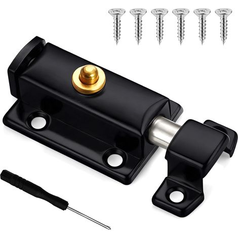 Verrou à ressort de 5,1 cm, boulon à barillet à ressort à bouton-poussoir, serrure de porte intérieure de sécurité en acier inoxydable, montage polyvalent, pour abris de jardin, chenils (1/5)