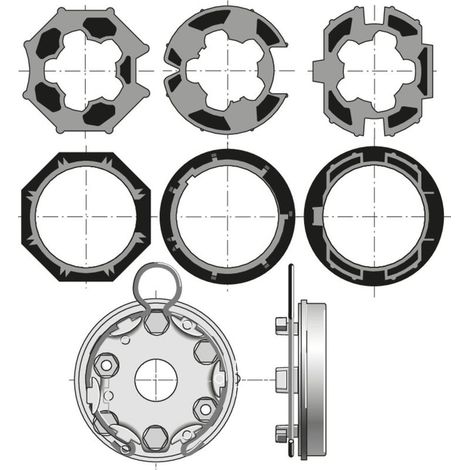 Kit accessoires traditionnel tunnel 9013087 – Roue + couronne pour tube ZF64 – Support universel – Intégration moteur sans ouvrir le coffre (1/2)