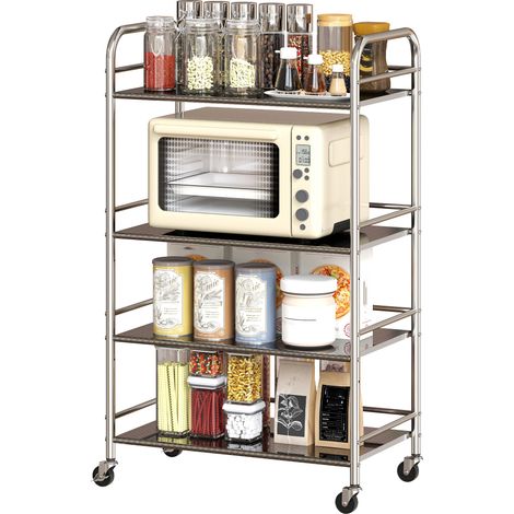 HOMCOM Carrello Portavivande a 4 Livelli con 2 Ripiani Regolabili 60x35x100 cm
