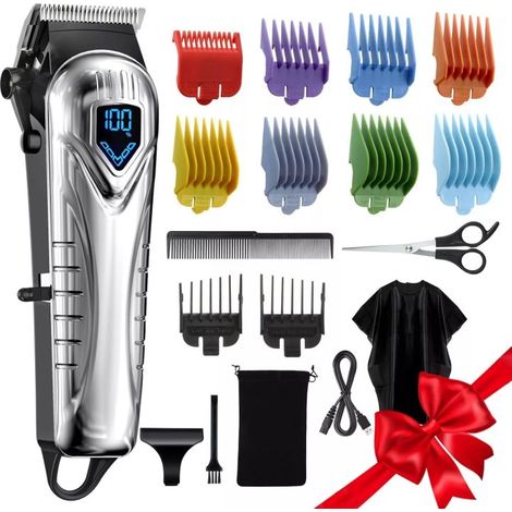 Tailleuse À Cheveux - Machine À Couper Les Cheveux Sans Fil - Pour Hommes - 10 Peignes De Guidage - Lame En Acier 440C - 6500 Tr/Min - Lot De 1 (1/5)