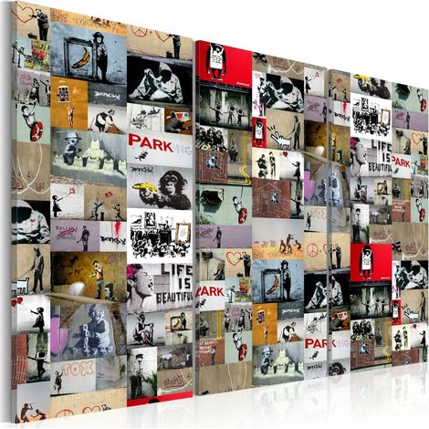 Tableau art du collage banksy IIIi - 120 x 80 cm (1/4)