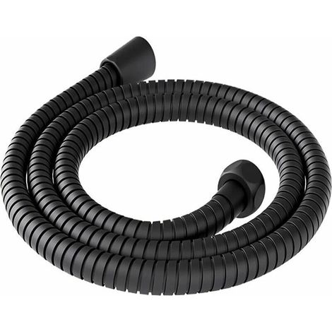 Tuyau de douche 200 cm universel en acier inoxydable anti-torsion anti-corrosion tuyau douche 2 m flexible douche flexible de douche flexible pour douche câble douche universel noir (1/5)