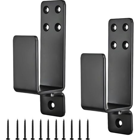 Noir 2 Pièces Supports de Serrure de Porte Pour Bois 2 X 4, Supports de Barricade de Porte épaissie et Résistante, Supports en U en Acier au Carbone. (1/5)