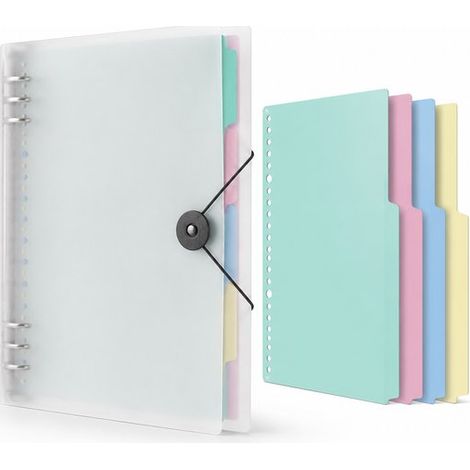 Classeur à anneaux A4 avec couverture transparente et 12 pochettes, dossier flexible avec fermeture élastique pour documents, bureau et maison (1/5)