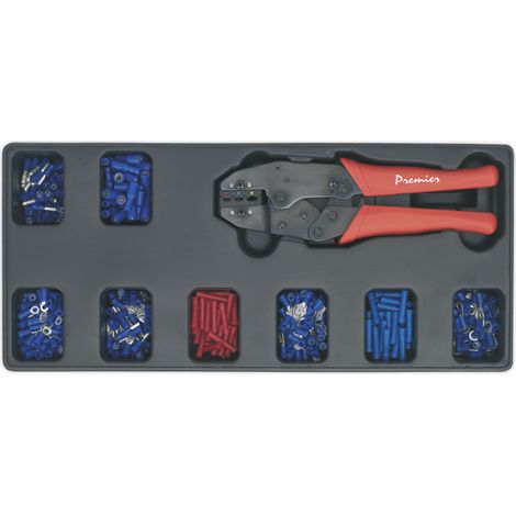 Sealey TBT16 Premier Ratchet Crimper & Assorted Insulated Terminal Set with Tool Tray 325pc (1/2)