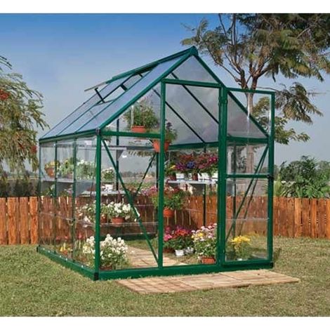 Serre de jardin en polycarbonate Hybrid 3,44 m², Couleur Vert, Ancrage au sol Oui