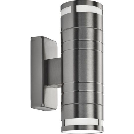 Applique murale d’extérieur METRO - Acier inoxydable, métal et verre givré 2L GU10 maxi 35w (1/4)