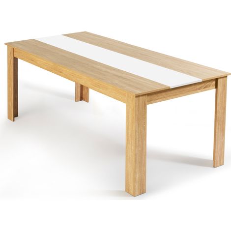 Idmarket – Table de salle à manger rectangle 8 personnes – Imitation hêtre et blanche – 160 x 90 cm – Design moderne et robuste