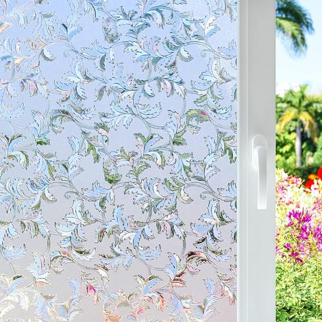 Privacy Window Film Privacy Film for Glass Windows Heat Reflective Window Film Sun Blocker Non-Adhesive Removable Film for Home 45cm x 100cm (1/5)