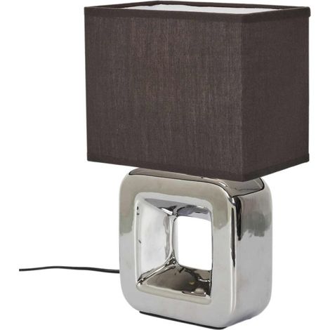 Lampe à Poser en Porcelaine "Chromée" 32cm Argent (1/5)
