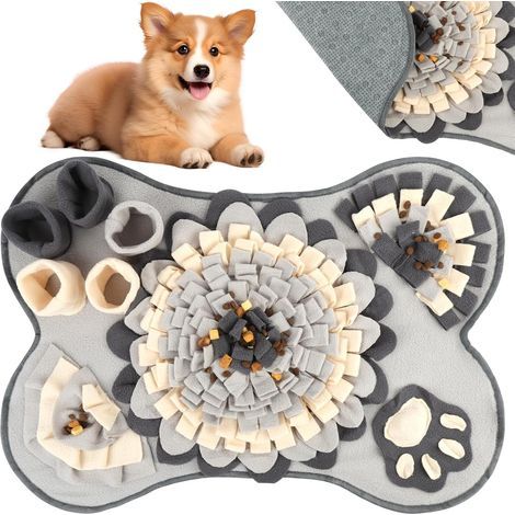 Tapis à renifler pour Chien, 63cm43cm Gris en Forme d'os Tapis de Fouille Alimentation Lente, Tapis Reniflant Formation d’Animaux Lavable en Machine Pliable pour Lapin, Chat, Chien (1/5)