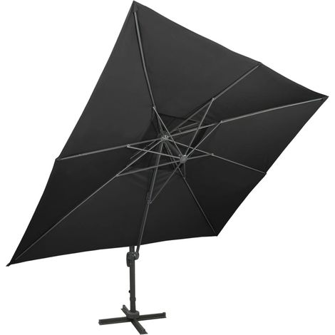 Sombrilla desplazada con techo doble negro 400 x 300 cm 020008569