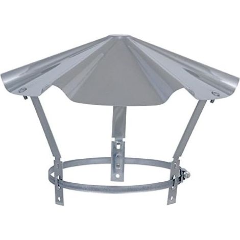 1 Chapeau chinois, Inox, Diamètre 180 à 250 mm, Finition inox, Pour conduit de fumée