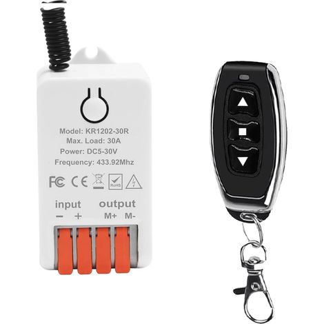 Contrôleur Moteur sans fil 12V CC 30A pour Actionneur Linéaire RF Interrupteur télécommande,Avant/Arrêt/Arrière Commande,emetteur et recepteur,pour Treuil,porte de garage,Stores Et Auvents (1/5)