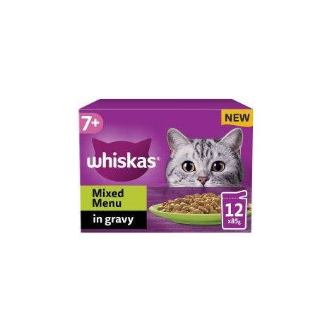 Whiskas 7+ Mixed Menu Senior Wet Cat Food Pouches in Gravy 1 - 85g - 811948