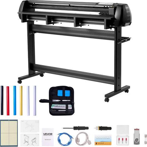 VEVOR Máquina de Corte de Vinilo, con Ancho de Alimentación Máximo de 135 cm, Cuchillas Dobles y Pantalla LED, Ajustable, con Hojas de Pegatinas, Películas de Transferencia, 1560 x 455 x 1050 mm