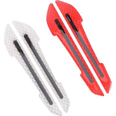 Pegatinas reflectantes, juego de 4, película impermeable roja y blanca para espejo retrovisor y puerta del coche, para zonas oscuras y de noche. (1/5)