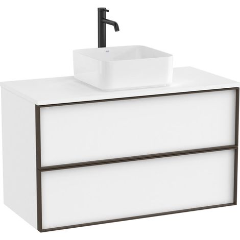 Meuble "INSPIRA" 1000 - 2 tiroirs pour vasque à poser (non incluse) - Blanc Mat - Roca (1/2)