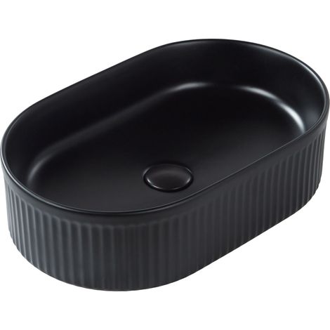 Lavabo da appoggio per bagno in ceramica opaca 490 x 310 mm Nero Geldo
