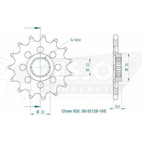 Pignon Lightweight - 520 - 15 Dents - Made in Germany