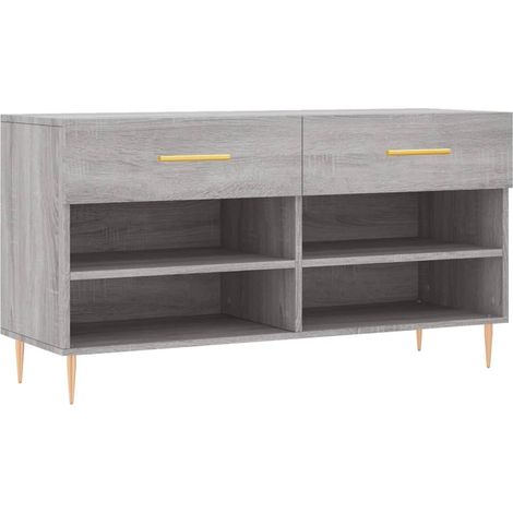 Banc à chaussures bottes commode étagère meuble entrée rangement sonoma 102 x 35 x 55 cm bois d'ingénierie gris