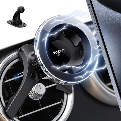 Support voiture magnétique pour évent et tableau de bord: support magnétique pour grille d'aération (ronde/horizontale/verticale) aimant puissant pour 15/14/13/12 Pro Max S24 Ultra (1/5)