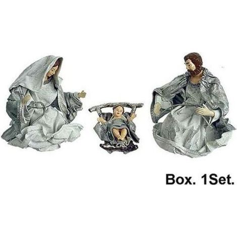 Set presepe natalizio 3 pezzi 20 cm - colore argento/bianco - decorazione addobbo natale