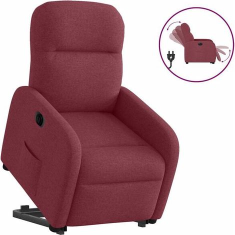 Chaise longue électrique réglable en hauteur, avec dossier inclinable et tissu velours rouge vin – Idéale pour salon, chambre ou espace détente (1/5)