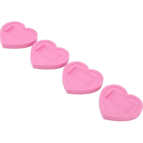 Lot de 4 tapis de fixation roses en forme de cœur pour roues de lit, de table, de fauteuil roulant, de meuble et de maison. Taille universelle. (1/5)