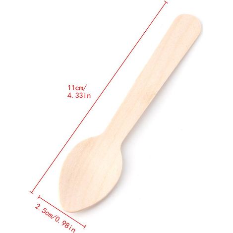 Cuillères jetables (lot de 100) biodégradables, non toxiques, en matériau naturel. (1/5)
