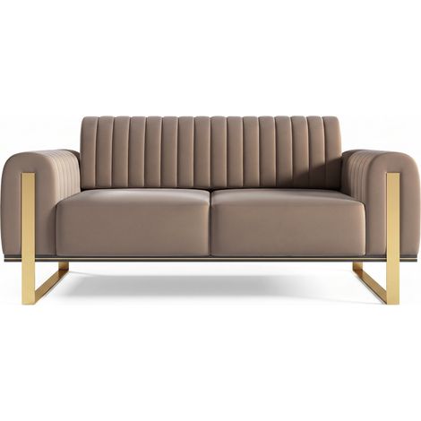 Selsey Parissa - Schlafsofa, Samt Beige goldene Füße, 164 cm (1/5)