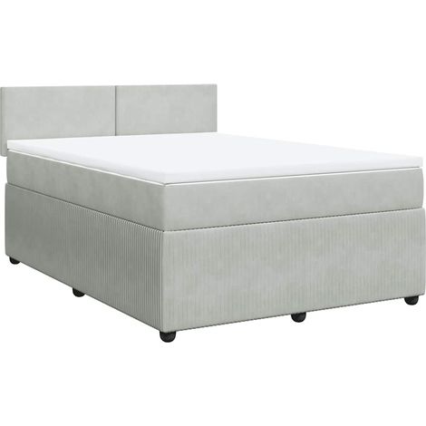 Maison Exclusive - Giroletto a Molle con Materasso Grigio Chiaro 140x200cm Velluto (1/5)