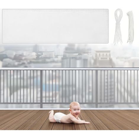 Protection Enfant 300  79cm Maille Epaisse Balustrade  Filet de Protection Enfant Escalier avec cordon en nylon et longue sangle à boucle pour Escaliers (1/5)