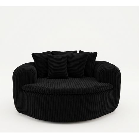 Fauteuil à assise profonde rembourrée accoudoirs extra-larges enveloppants cinq coussins de dossier revêtement en velours côtelé (1/5)