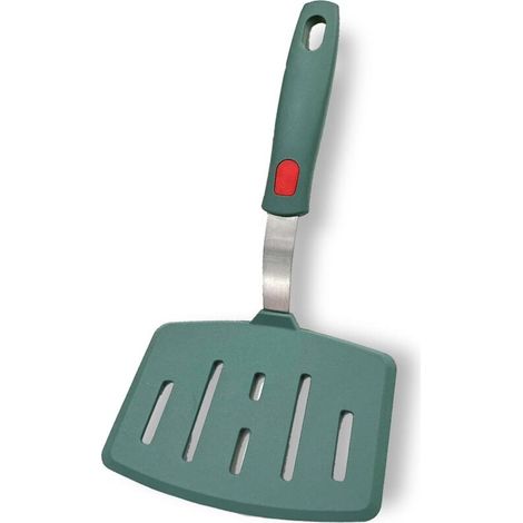 Espátula ancha de silicona ranurada para sartenes antiadherentes y crepes, ideal para tortillas y huevos, resistente al calor - Crezuo