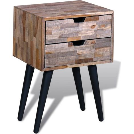 Maison Exclusive - Nachttisch mit 2 Schubladen Altholz Teak