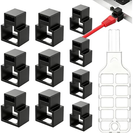 Verrou câble réseau Bouchon anti-poussière avec 1 clé pour câble Ethernet RJ45 pour laboratoire école domicile lieu travail salle de réunion routeur ordinateur portable bureau (1/5)