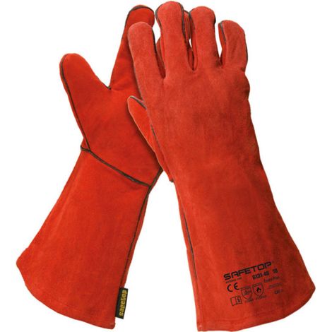 Guante de soldador rojo 40 cm talla única Essen Plus (12 pares)