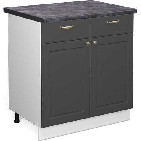 Mobiletto base per cucina Fame-Line, Antracite-oro, 80 cm , PL Antracite, Vicco