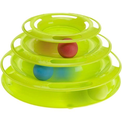 Interactive Twister Cat Game with Non-Slip Feet, 4 Layers, 3 Balls Included, Diameter 24.5 x 13 cm (1/5)