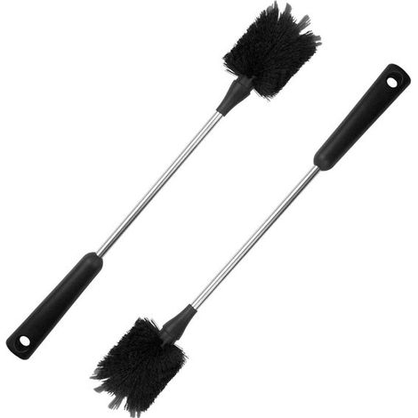 Set di 2 spazzole per bottiglie d'acqua，spazzola per la pulizia di bottiglie in acciaio inox con manico lungo，bicchieri e altri oggetti in vetro (1/5)