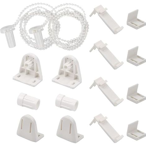 Kit Support Store Enrouleur, Store Enrouleur Chaînette sans Percage pour Store Rideau Voilage Tube, 17mm Kit d'accessoires Support de Roue d'embrayage poulie latérale, Blanc (1/5)